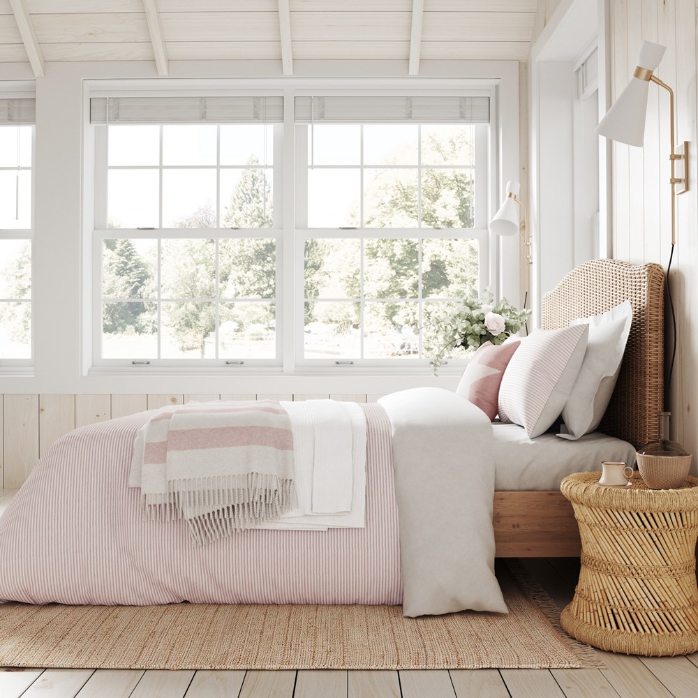 Long Island Ticking Stripe Bedding by Helena Springfield in Pink